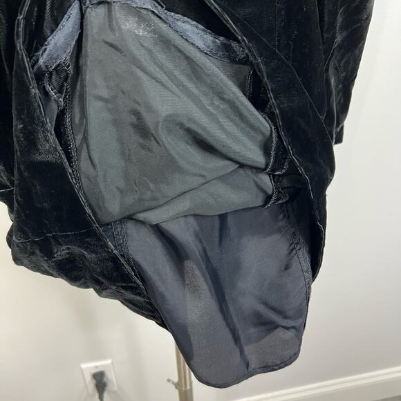 Vintage Gunne Sax Jessica McClintock Dark Romantic Whimsigoth Black Velvet Dress - Picture 13 of 16